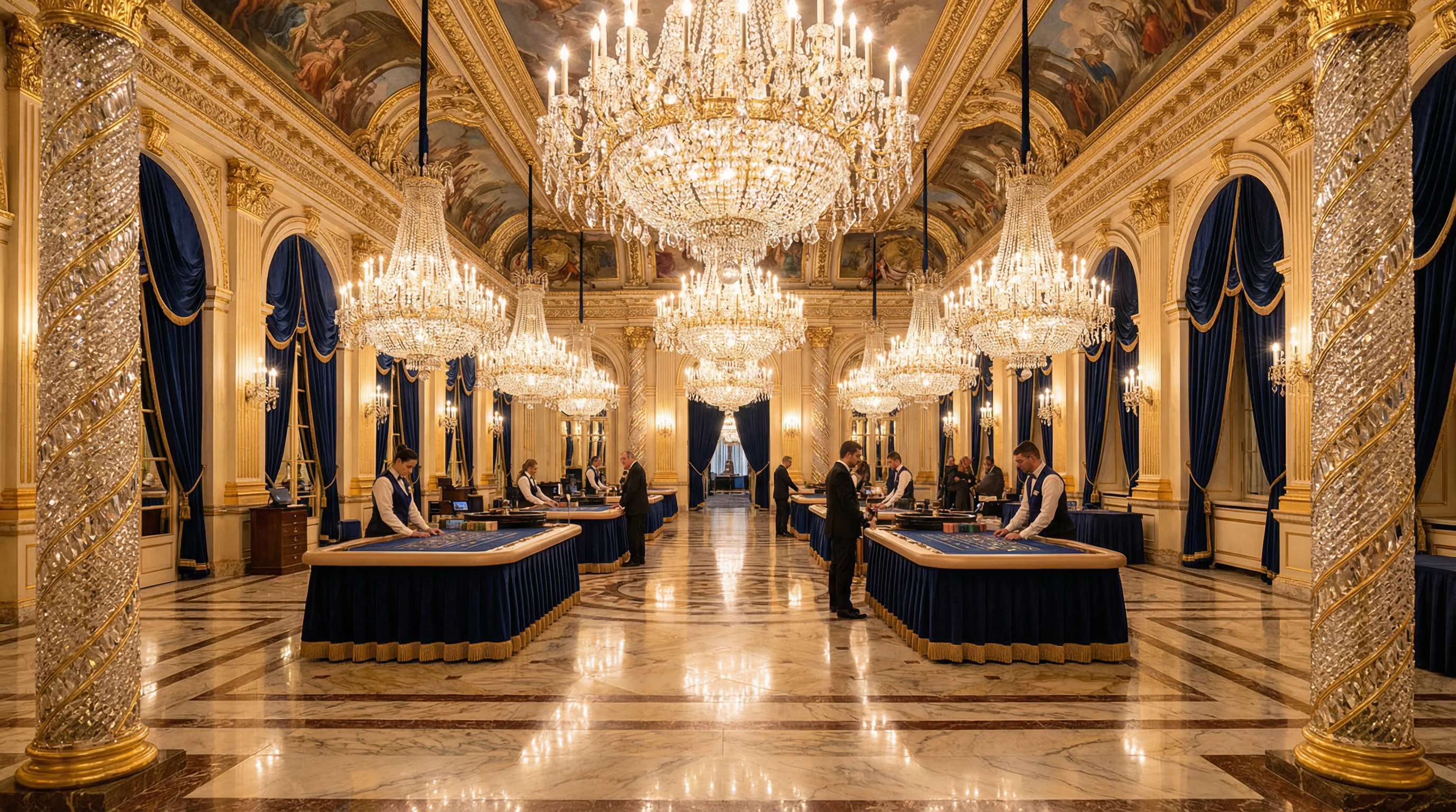 水晶大厅场景展示，尽享 真人百家乐 的奢华体验
